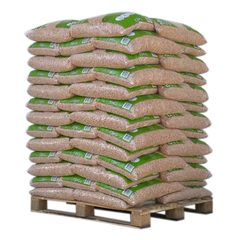 Granulés Bois DIN Plus 100% Résineux, Palette 65 Sacs 15kg Chauffage Optimal