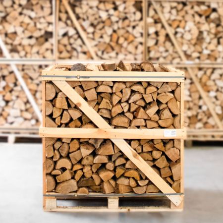 Demi-Palette Bûches Chêne Fendu Séché au Four 25cm, Qualité Premium