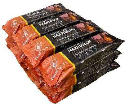 Blocs de Bois de Cheminée FSC Giant Flames - Pack 12 x 700g (8.4 kg) Bio-Cire Longue Durée